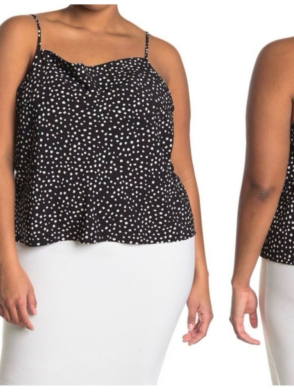 Mauby Black/White Polka Dot Cowl Neck Camisole SZ 1X NEW cowl neck tank/blouse